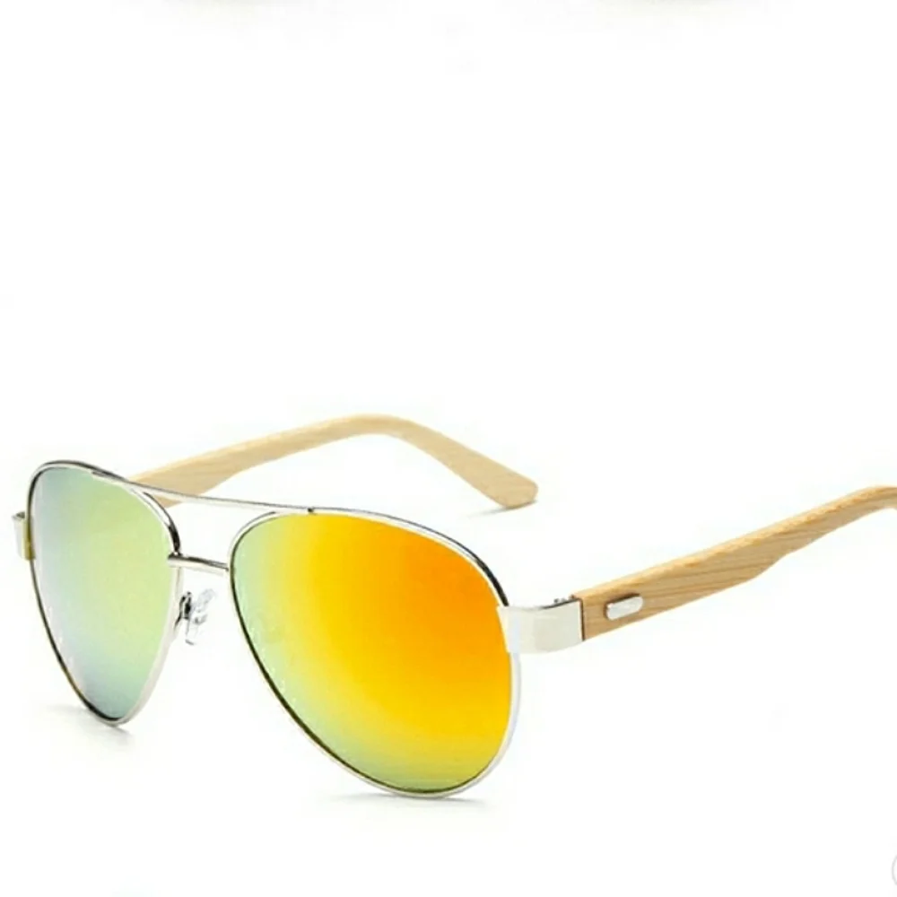 New Boutique Men's Genuine Bamboo Polarized Aviator Sunglasses